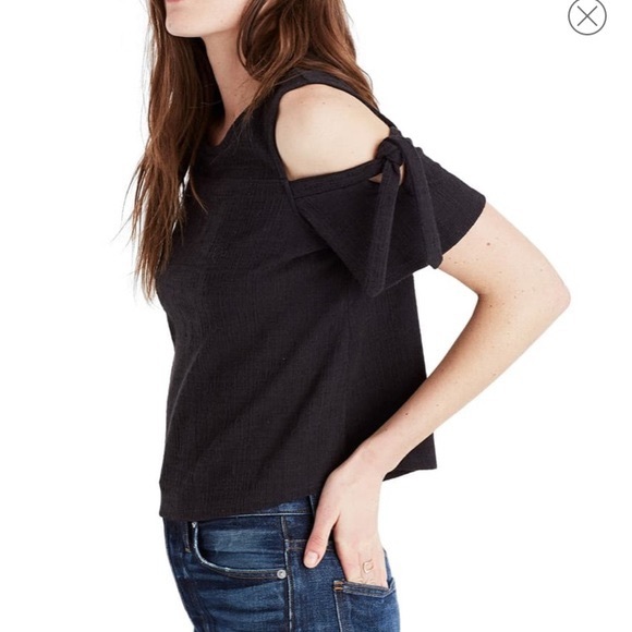Madewell Black Cold Shoulder Top - Picture 2 of 5